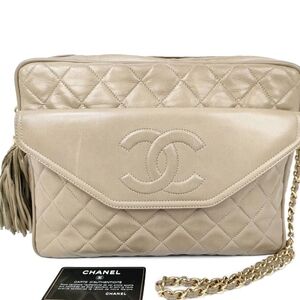 Vintage Chanel Tan Quilted Lambskin Camera Bag
